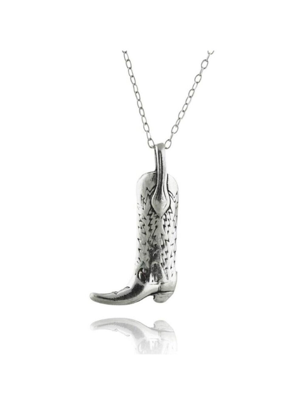FashionJunkie4Life Sterling Silver Cowboy Boot Necklace 18" Chain Country Gift